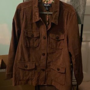 DENIM & CO Cordaroy jacket blazer style brown size 1 X